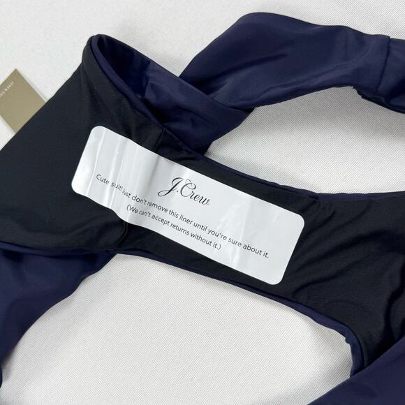 J Crew Women's Curved Waist Cheeky Bikini Bottom Medium Navy Blue BC125 - Picture 4 of 10